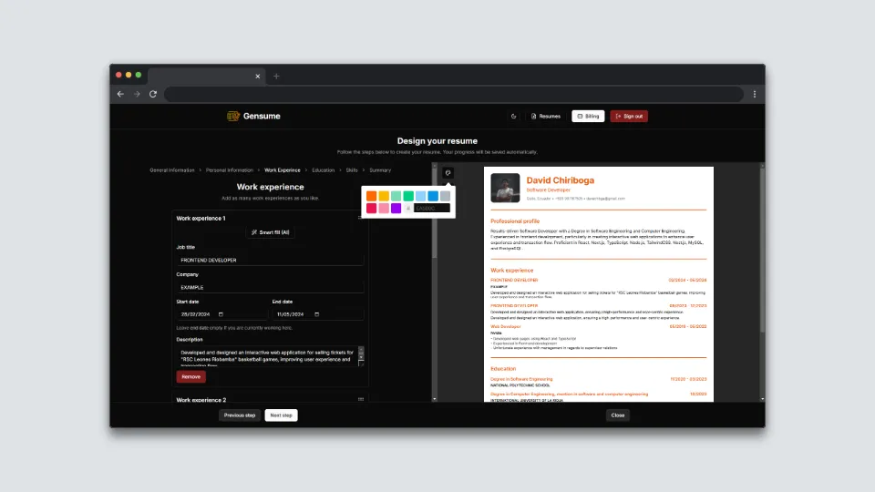Generador de CV con IA, captura 3 de 4